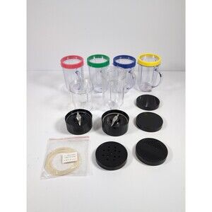 Magic Bullet Accessories Lot Replacement Cups Lids Rings Seals Gaskets Blades